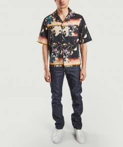 Edwin Short Sleeve Linen And Cotton Shirt With Hiroshige Pattern