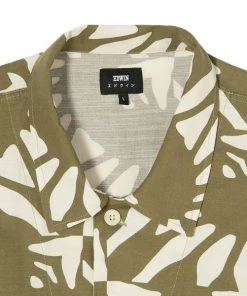 Edwin Hanakotoba Cotton Crepe Shirt Khaki Natural