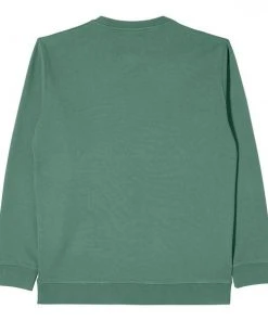 Edwin Base Crew Sweat Felpa Cotton Blue Spruce Garment Washed