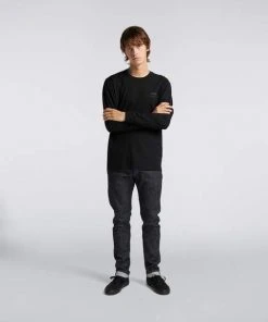 Edwin L S Logo Chest T Shirt Black