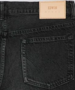 Edwin Regular Tapered Jeans Black Dark Used Made In Japan