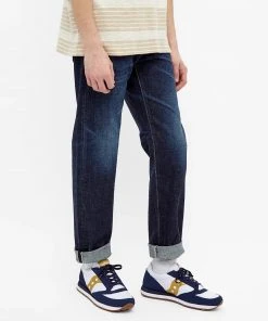 Edwin Regular Tapered Jeans - Made In Japan - Blue Dark Used L32