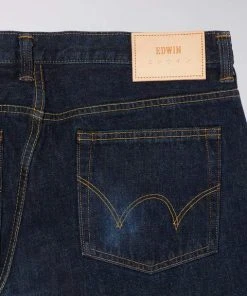 Edwin Regular Tapered Nihon Menpu Jeans Dark Pure Indigo Blue Dark Used