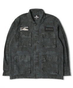 Edwin Anthracite Black Cotton Ebony Abstract Camo Survival Jacket