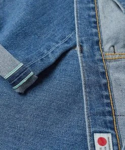 Edwin Blue Mid Denim Regular Tapered Jean - Made in JapanUsed 12oz Kaihara