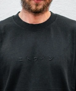 Edwin Katakana Embroidery T-Shirt Cotton Black