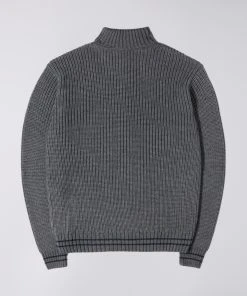 Edwin Grey Heather Wolle and Acrylic Line Rollneck Sweater