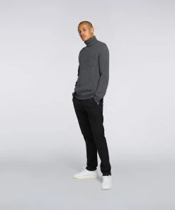 Edwin Grey Heather Wolle and Acrylic Line Rollneck Sweater