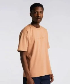 Edwin Katakana Embroidery Natural Tshirt Acacia Wood