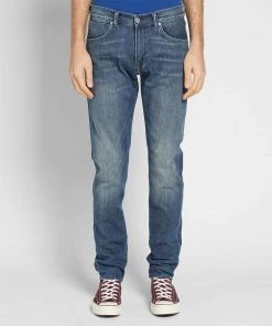 Edwin ED-85 Slim Tapered Drop Crotch CS Red Listed Blue Denim Mission Wash L32 11 Edwin ED-85 Slim Tapered Drop Crotch CS Red Listed Blue Denim Mission Wash L32